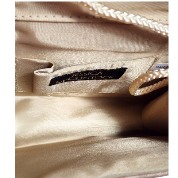 Small Jessica McClintock Purse Gold with Rhinestone Bow - Picture 4 of 5